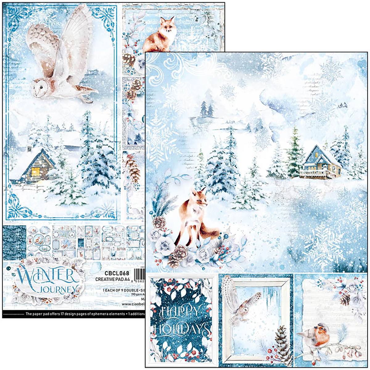 Ciao Bella Winter Journey 12x12 Cardstock, 12x12 Paper Pad