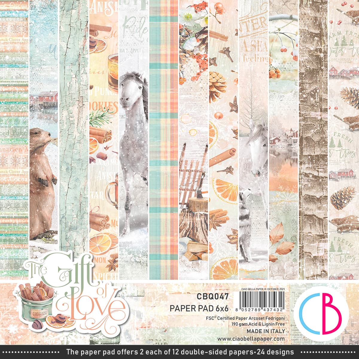 Ciao Bella 8x 8 Paper Pack Double Sided Scrapbook Paper