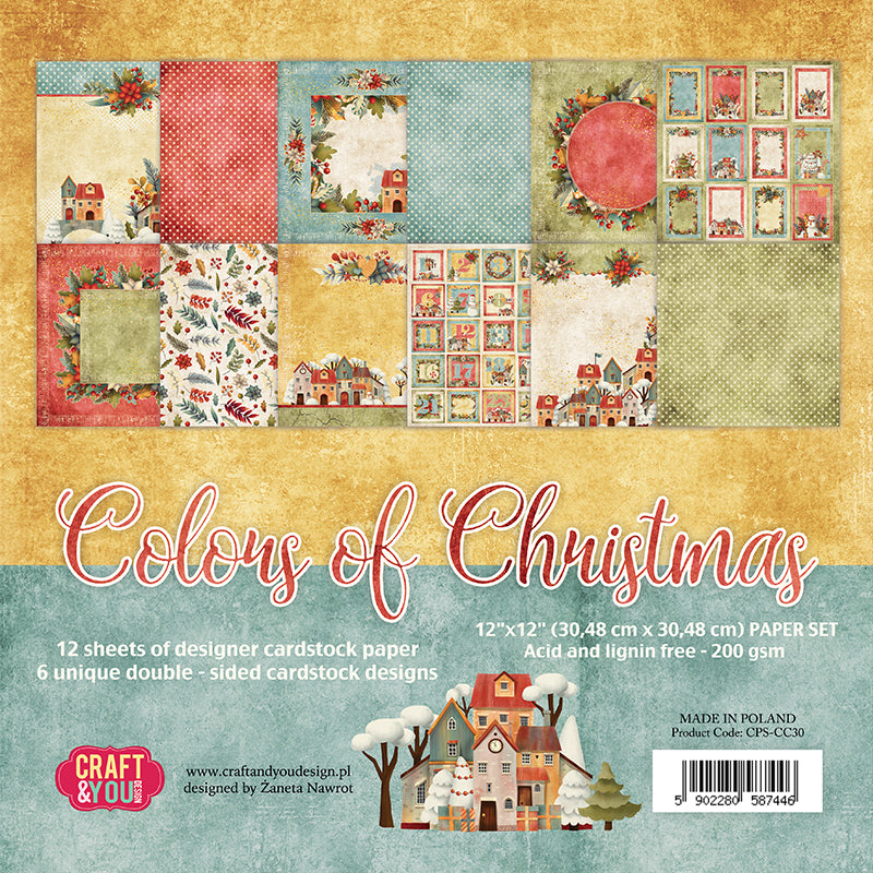 Colors of Christmas, Craft and You Design, Paper Set of 12 sheets