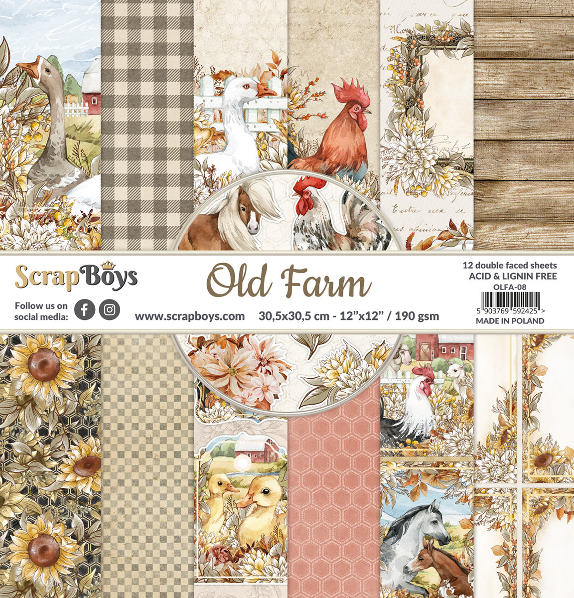 Old Farm, scrapboys, 12 double sided 12x12, scrapbooking paper pack –  Creative Treasures