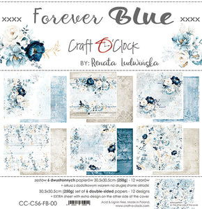 FOREVER BLUE - set of papers 12"x12", Craft O'Clock
