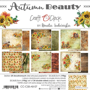 AUTUMN BEAUTY - set of papers 8"x8", Craft O'Clock