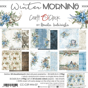 WINTER MORNING - set of papers 8"x8", Craft O'Clock