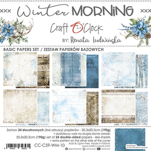 WINTER MORNING - set of BASE papers 8"x8", Craft O'Clock