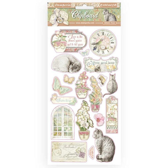 Stamperia * Orchids and Cats *  Chipboard  stickers
