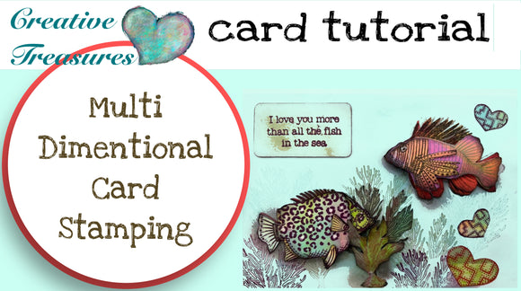 multi-dimensional card with - Funky Fossil sea-Fari stamps