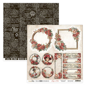 LADY In RED, Scrapboys 12x12 Double Sided Designer Scrapbooking Single Sheet , Cardstock 03