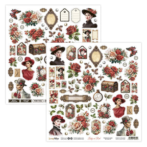 LADY In RED, Scrapboys 12x12 Double Sided Designer Scrapbooking Single Sheet , Cardstock 07