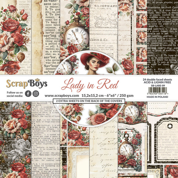 LADY In RED, Scrapboys 6x6, double sided scrapbooking paper pack