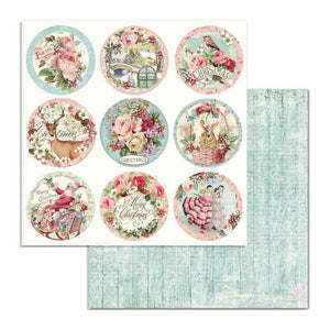 Stamperia pink Christmas Rounds Double-Sided Cardstock 12"X12" Single Sheet