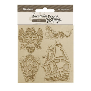 Songs of the Sea, Decorative Chips - Sailing Ship - Stamperia