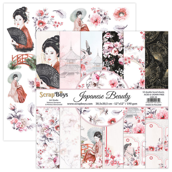 JAPANESE BEAUTY, Scrapboys 12 double sided 12x12, scrapbooking paper pack
