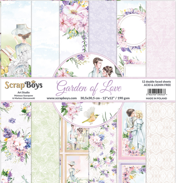 Garden of Love, scrapboys, 12 double sided 12x12, scrapbooking paper pack