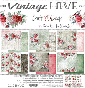 VINTAGE LOVE a set of papers 12x12 Craft O'Clock