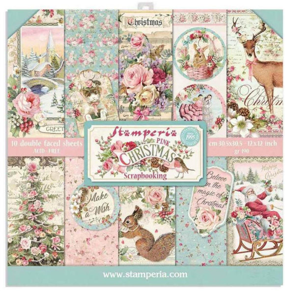 Pink Christmas Stamperia Paper Pad 12