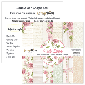 First Love, Scrapboys 12 double sided 8x8, scrapbooking paper pack