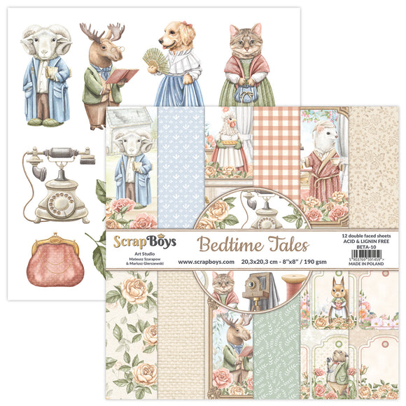 BEDTIME TALES, Scrapboys 12 double sided 8x8, scrapbooking paper pack