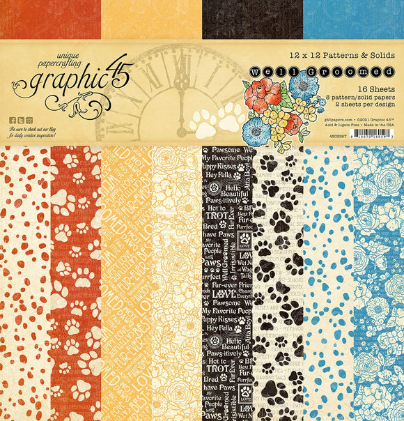 Graphic 45 * Well Groomed *  12x12 patterns and solids pad