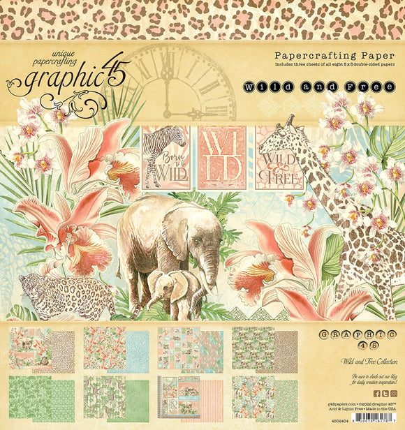 Graphic 45 * Wild & Free * new collection 8x8 paper pad