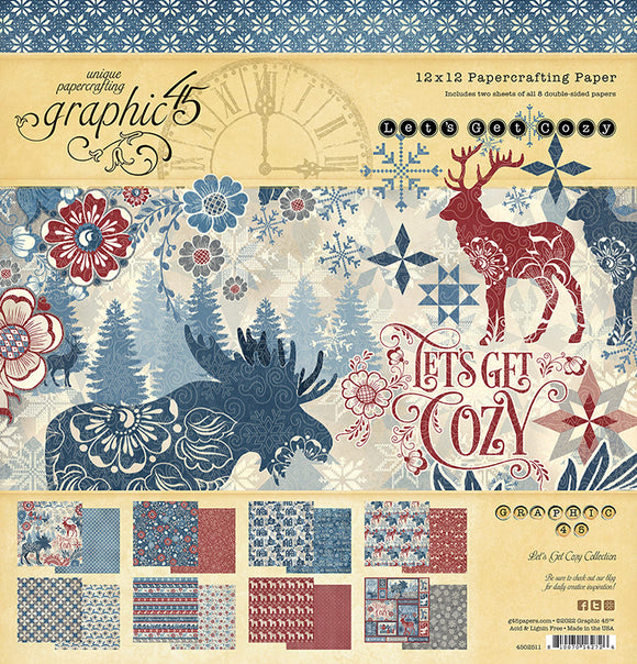 Graphic 45 * Lets get Cozy * 12x12  double sided scrapbooking paper pack