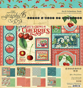 Graphic 45 * Life's a bowl of cherries * 8x8 double sided scrapbooking paper pack