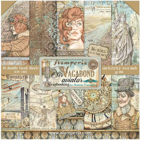 Sir Vagabond, Aviator , Stamperia Double-Sided Paper Pad 6