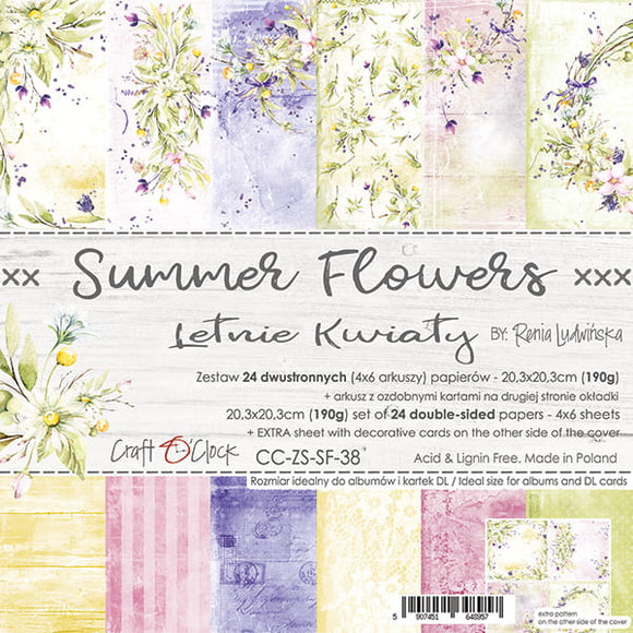 SUMMER FLOWERS, Craft O'Clock,  Set  of paper 8