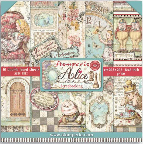 ALICE-THROUGHT THE LOOKING GLASS -  Stamperia Double-Sided Paper Pad 8