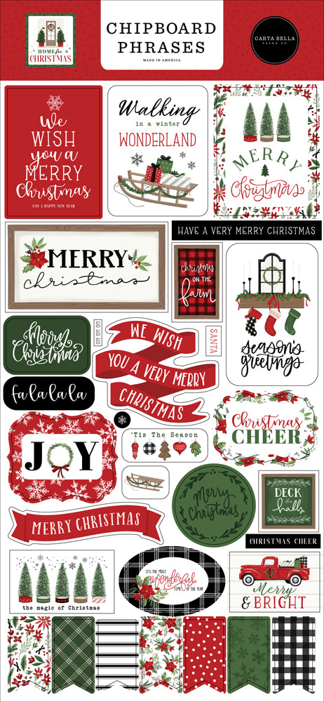 Carta Bella,  Home for Christmas collection Chipboard Phrases
