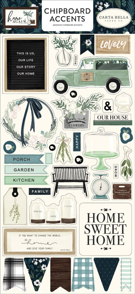 Carta Bella HOME AGAIN collection Chipboard Accents