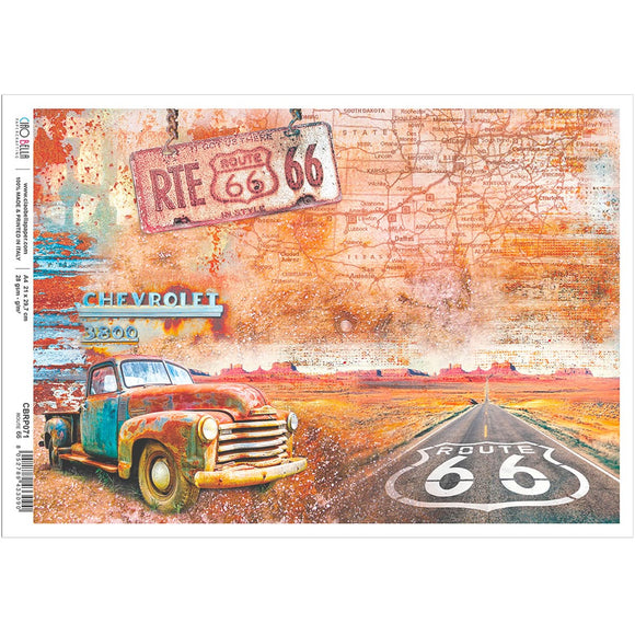 Rice Paper Sheet A4 Collateral Rust - Route 66 , Ciao Bella  CBRP071