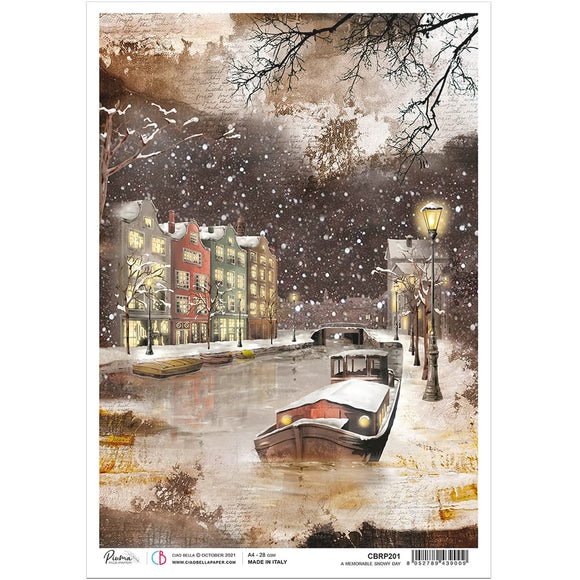 Ciao Bella, Memories of a Snowy Day - Rice Paper A4  Memorable Snowy Day