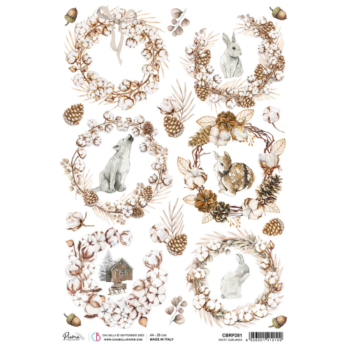 Ciao Bella, Rice Paper A4 Cozy Moments White garlands