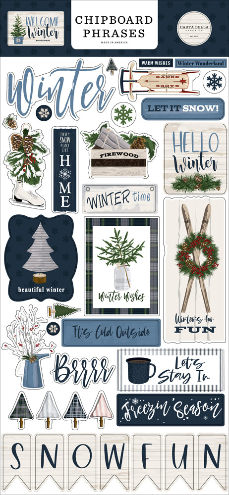 Carta Bella,  Welcome Winter, collection Chipboard Phrases