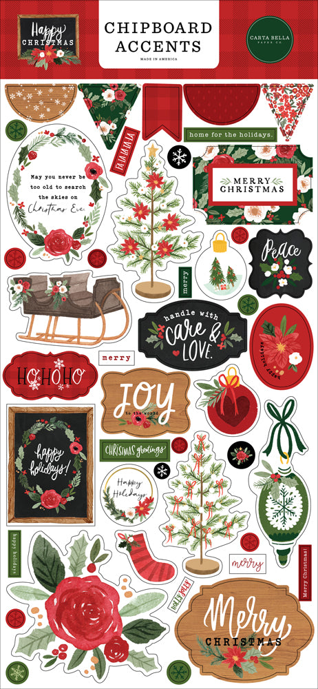 Carta Bella,  Happy Christmas, collection Chipboard Accents