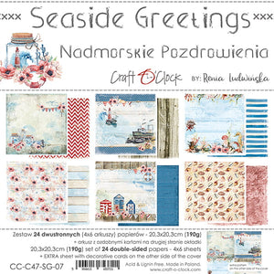 SEASIDE GREETINGS - a set of papers 8x8 Craft O'Clock