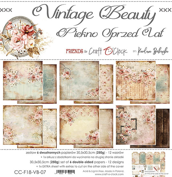 VINTAGE BEAUTY - a set of papers 12x12 Craft O'Clock