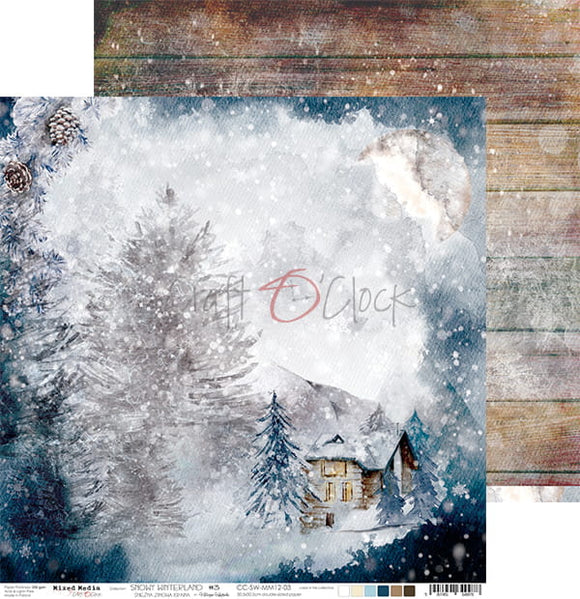SNOWY WINTERLAND, Craft O'Clock, Single Sheet Double sided paper  12