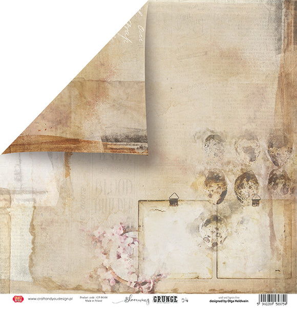 Blooming Grunge, Craft and You Design, Scrapbooking single paper 12x12