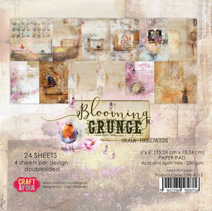Blooming Grunge, Craft and You Design, Small Paper Pad 6x6", 24 sheets, 250gsm