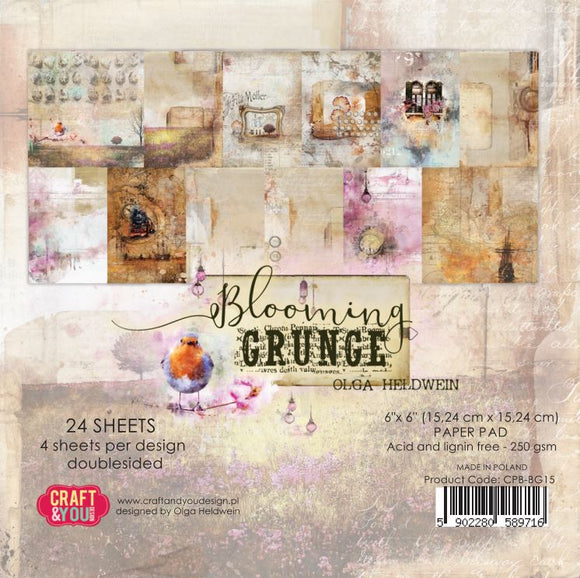 Blooming Grunge, Craft and You Design, Small Paper Pad 6x6