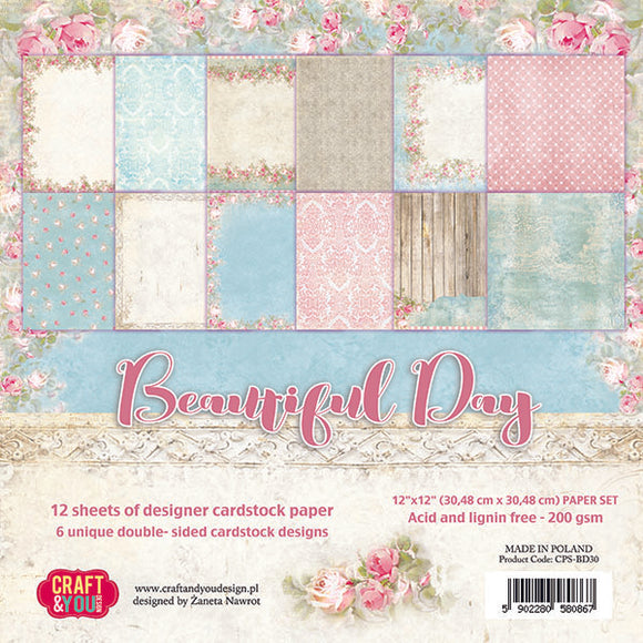 BEAUTIFUL DAY, Craft and You Design, Paper Set of 12 sheets 12x12