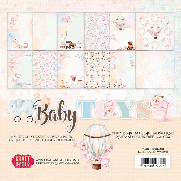BABY TOYS, Craft and You Design, Paper Set of 12 sheets 12x12