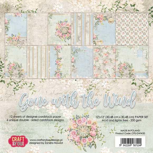 Gone with the Wind, Craft and You Design, Paper Set of 12 sheets 12x12
