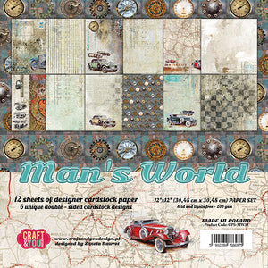 MAN'S WORLD, Craft and You Design, Paper Set of 12 sheets 12x12" (200gsm)