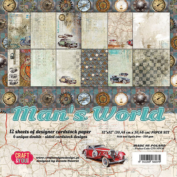 MAN'S WORLD, Craft and You Design, Paper Set of 12 sheets 12x12