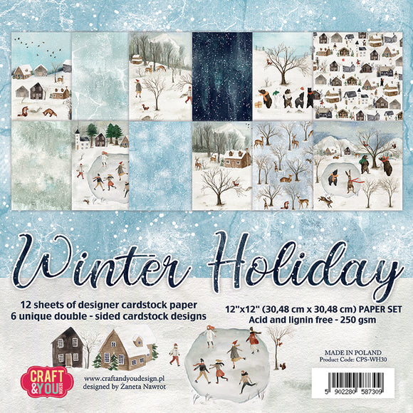 WINTER HOLIDAY, Craft and You Design, Paper Set of 12 sheets 12x12