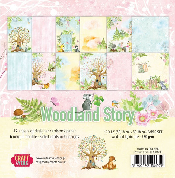 Woodland Story, Craft and You Design  Design, Paper Set of 12 sheets 12x12