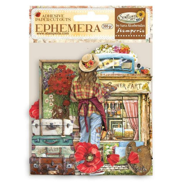 Stamperia, Ephemera - Sunflower Art elements and poppies