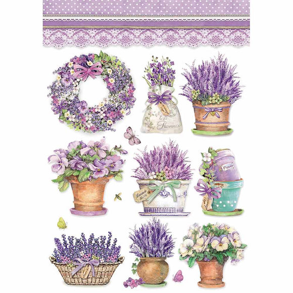 Provence, Stamperia, A4 Rice paper packed -  vases